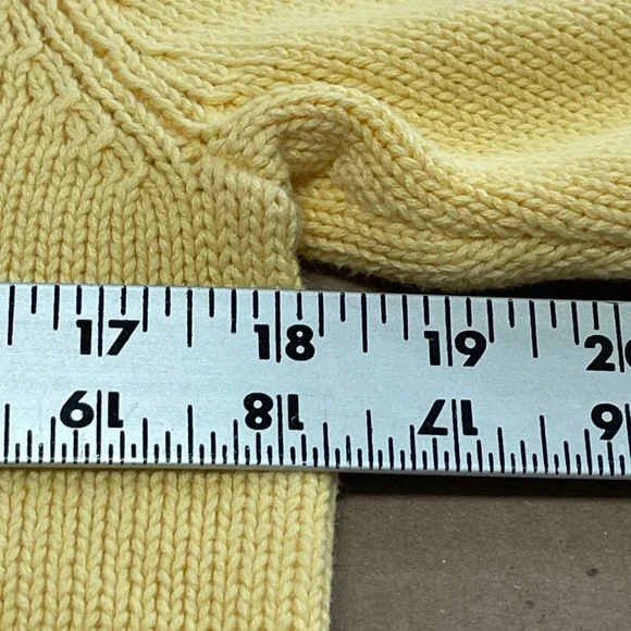 Lauren Ralph Lauren Turtleneck Sweater Women's M Yellow Ribbed Cotton Logo - Picture 8 of 13